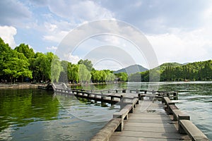 The upstream road of Leifeng Pagoda Lake in West Lake Scenic Area, Zhejiang, China