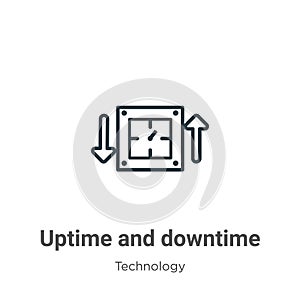 Uptime and downtime outline vector icon. Thin line black uptime and downtime icon, flat vector simple element illustration from photo