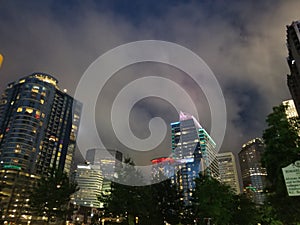 Uptown Charlotte Stormy Skies  clouds dark over high rise queen city nightlife