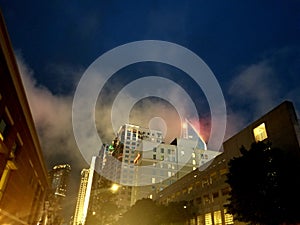 Uptown Charlotte Stormy Skies  clouds dark over high rise queen city nightlife