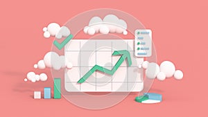 Uptrend chart showing positive statistics 3D render illustration