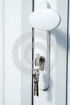 Upvc Double glazed door with keys in the lock