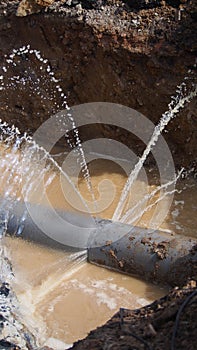 UPVC`s main pipeline leaks causing water supply disruption to consumers photo