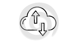 The upward arrow represents uploading while the downward arrow indicates