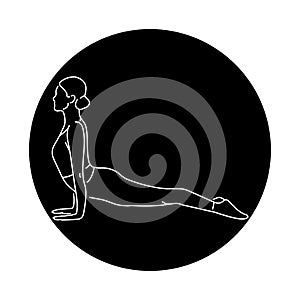 Upward facing dog urdva mukha svanasana color line illustration. Pictogram for web page