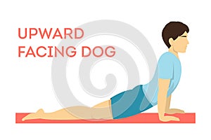 Upward facing dog yoga pose. Fitness exercise for body