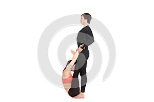 Upward Facing Forward Bend yoga pose with partner