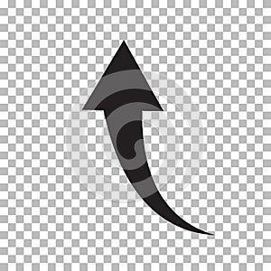 Upward icon on transparent background. Upward transparency logo. flat style. curved arrow symbol. flat style