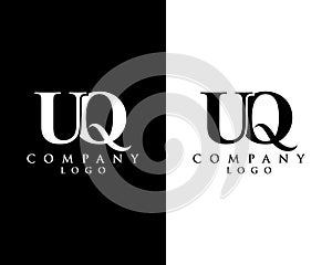UQ, QU letter logo design with black and white color that can be used for creative business and company