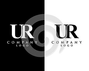UR, RU letter logo design with black and white color that can be used for creative business and company