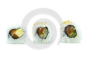 Ura maki sushi isolated on white background