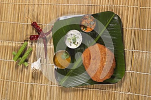 Urad Dal Kachori with both sambar and coconut chutney