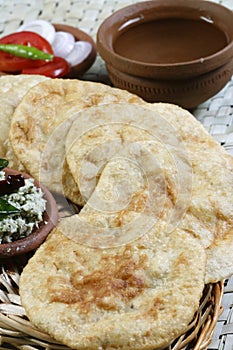 Urad dal puri with Coconut chutney from India