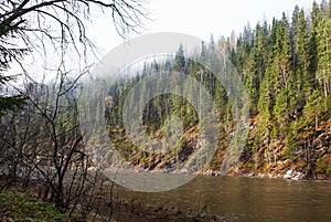 Ural nature on the river Inzer, Russia