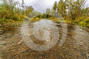 Ural river in autumn day