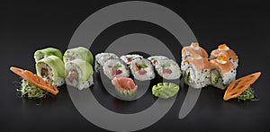 Uramaki and Hosomaki sushi rolls
