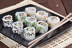 Uramaki sushi set photo