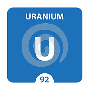 Uranium Chemical 92 element of periodic table. Molecule And Communication Background. Uranium Chemical U, laboratory and science