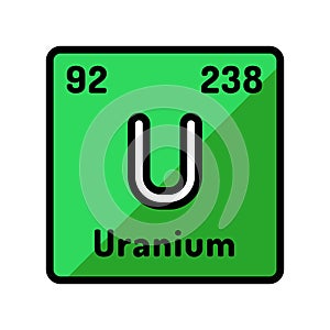 uranium chemical element color icon vector illustration