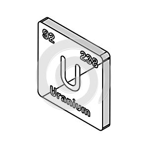 uranium chemical element isometric icon vector illustration