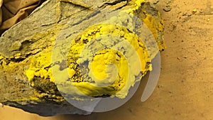 Uranium precipitating out of a rock