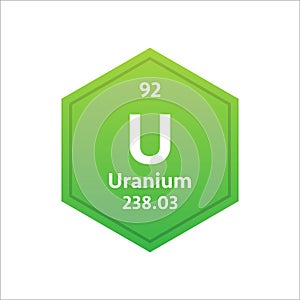 Uranium symbol. Chemical element of the periodic table. Vector stock illustration