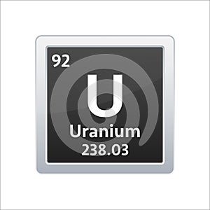 Uranium symbol. Chemical element of the periodic table. Vector stock illustration