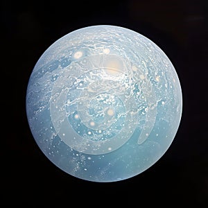 Uranus Blue and White Planet  on a Black Background