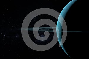Uranus and her rings in the outer space