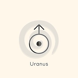 Uranus Planet Symbol Icon in Minimal Liner Trendy Style. Vector Astrological Sign for Logo, Tattoo, Calendar , Horoscope