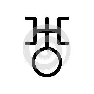 Uranus planet symbol. Vector sign. Astrological calendar. Zodiacal black and white horoscope. Outline illustration. Jyotisha. photo