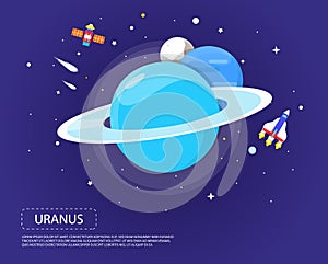 Uranus Pluto and Neptune of solar system illustration design