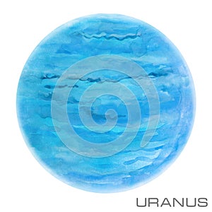 Uranus. Uranus watercolor background.