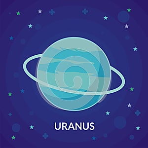 Uranus Vector Illustration, with star and blue background