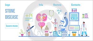 Urarthritis, ureteroscopy concept vector for medical website. Urologist, nephritis illustration. Tiny doctor treats