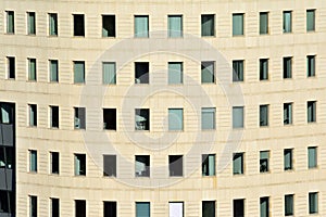 Urban abstract background, detail of modern glass facade, office business building.