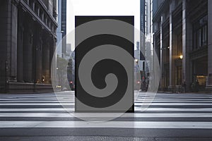 Urban advertising a blank black street billboard poster stand mockup