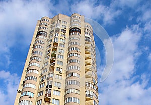 Urban architecture. City life. stylish living block of flats. Real estate