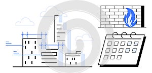 Urban architecture development, firewall protection, and project scheduling concept