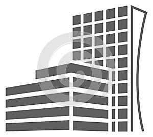 Urban architecture logo. Office building gray silhouette