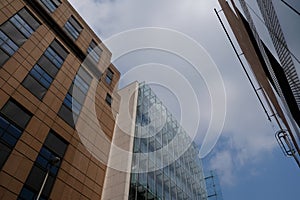 Urban architecture. Modern office building with glass facade.