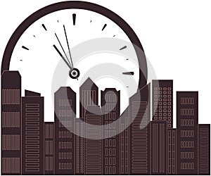 Urban background with clock