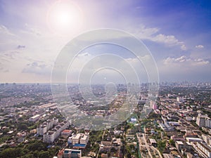 Urban Bangkok skyline in the business center of the city center Office buildings, condominiums, shopping malls, residences are one