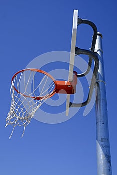 Urban Basketball Playing in Downtown Area in Big City Street Ball