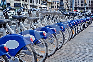 Urban bicycles in Valencia, Spain.