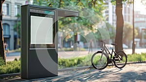 Urban Bike Share Station Interface Mockup, Sustainable Mobility, AI Created