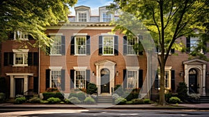 urban brick townhouse building