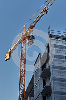 Urban Building Construction With Crane