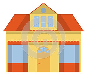 Urban building icon. Cottage facade. House front