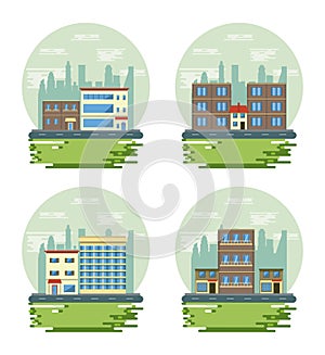 Urban buildings cityscape view scenarios